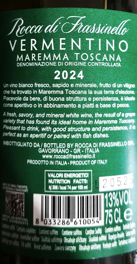 Etiketa Vermentino Maremma Toscana