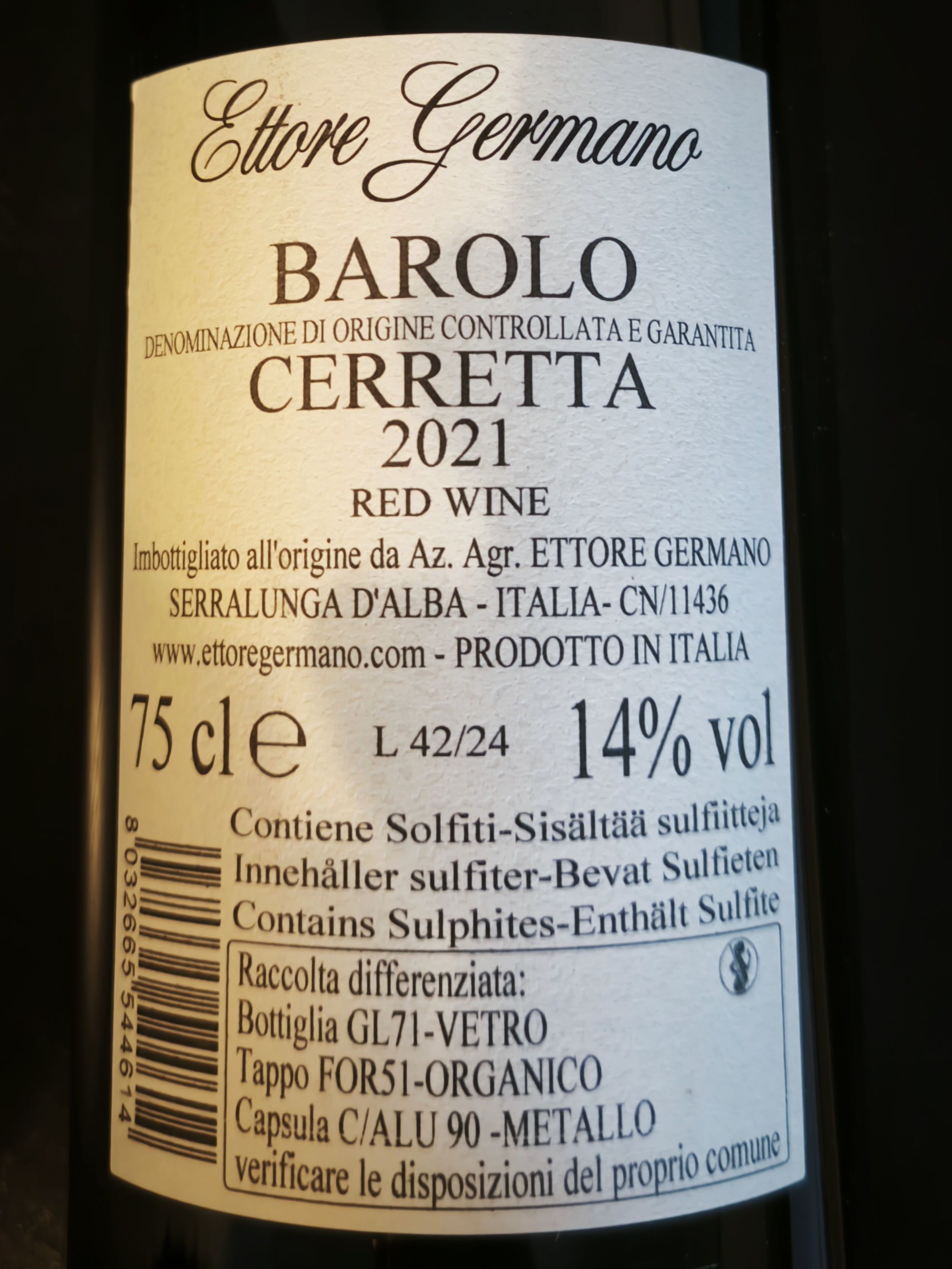 Etiketa Barolo \