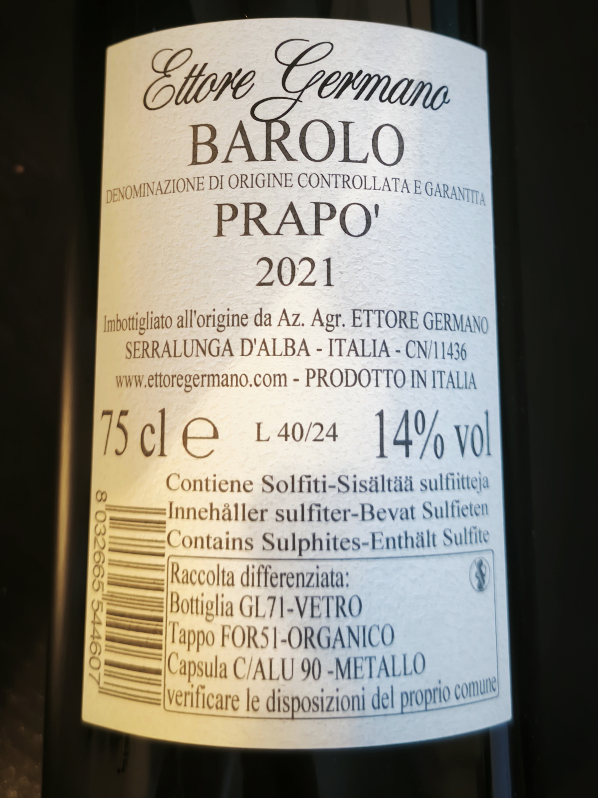 Etiketa Barolo \