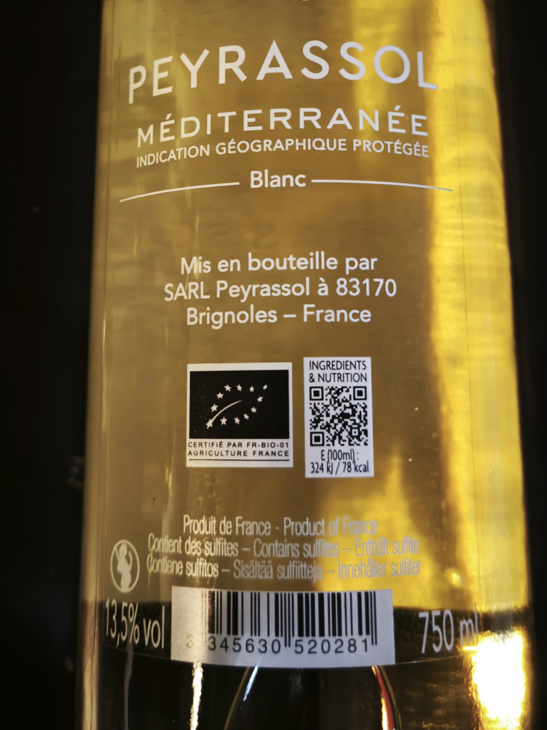 Etiketa Peyrassol Mediterranée blanc 