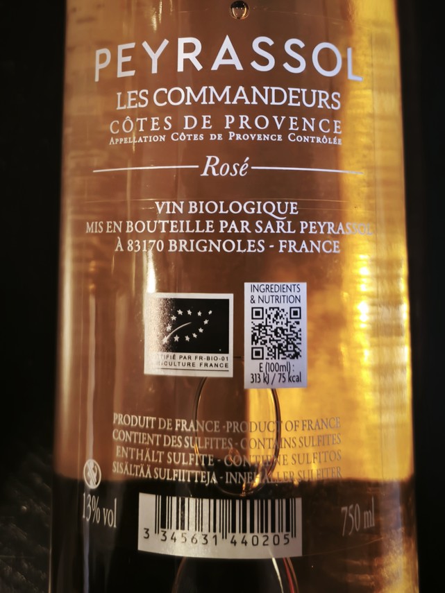 Etiketa Les Commandeurs rosé, Côtes de Provence